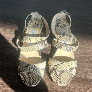 Jimmy Choo Connor Snakeskin Wedge Sandals 7